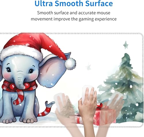 Miniatura 6 de Alfombrilla de mouse de elefante blanco para escritorio, alfombrilla de mouse grande y bonita, alfombrilla de mouse de Navidad para juegos,