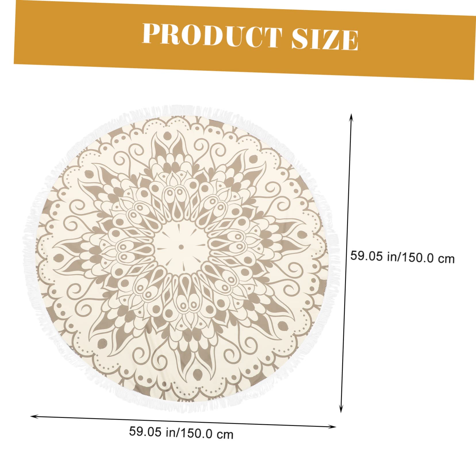Serviette de Plage Ronde en Tissu Ultra Doux 150cm avec Imprimé Mandala et Franges, Séchage Rapide et Absorption d'eau pour Voyage International