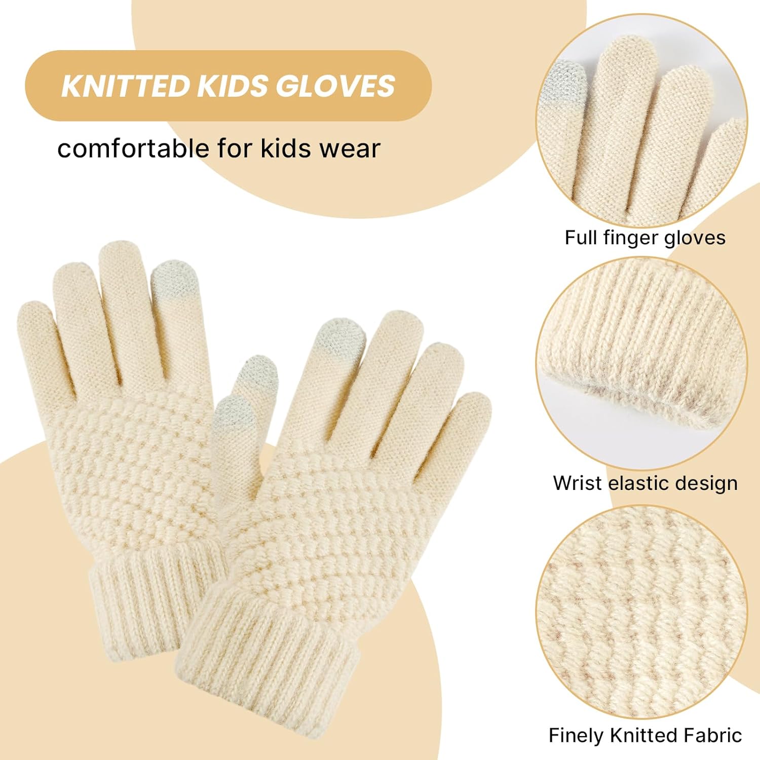 Tavaleu Kids Winter Beanie Hat Scart Gloves Set,Girls Fleece Lined Knitted Pom Hat Neck Warmer Knit Gloves for Children - Image 5