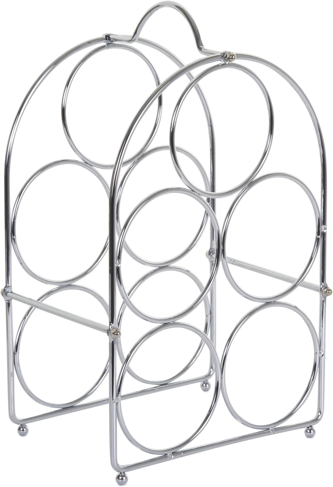 Apollo 2561 Rack, Metal, Silver, 31x21.5x1.5 | Shelf for Kitchen Table Bar or Cabinet, Free Standing Chrome Drinks Holder, 3-Tier Metal Wire Champagne Storage