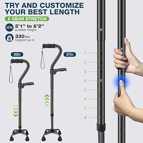 Miniatura 4 de Bastones de caminar para mujeres y hombres, bastón plegable ajustable, bastones resistentes para el equilibrio de las personas mayores, plegable,