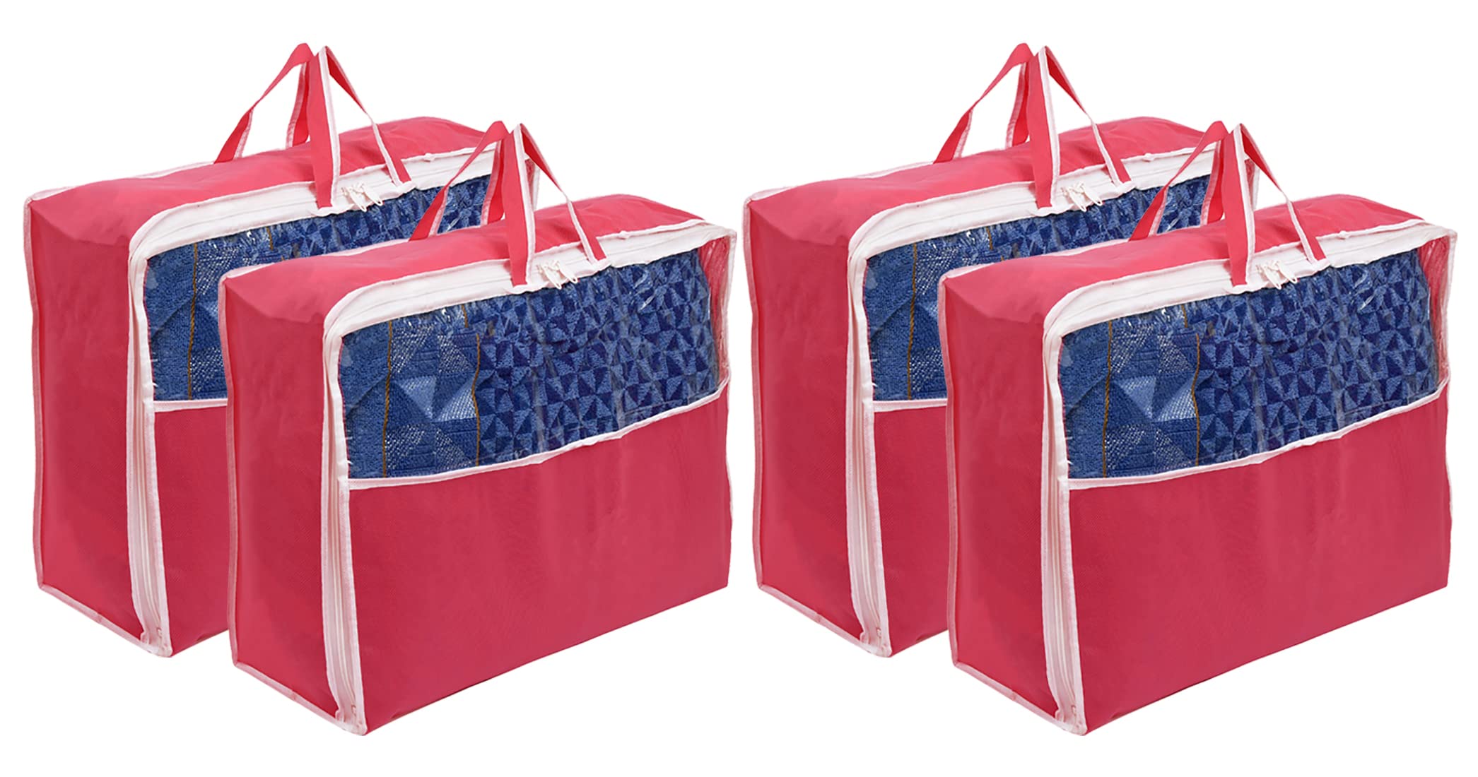 Kuber Industries Non-Woven Cloth Cover/Organizer For Store Saree, Lehenga, Suit, Dress, Clothes With Top Tranasparent Window- Pack of 4 (Pink) (B09PGCFS1H) Amazon Price History, Amazon Price Tracker