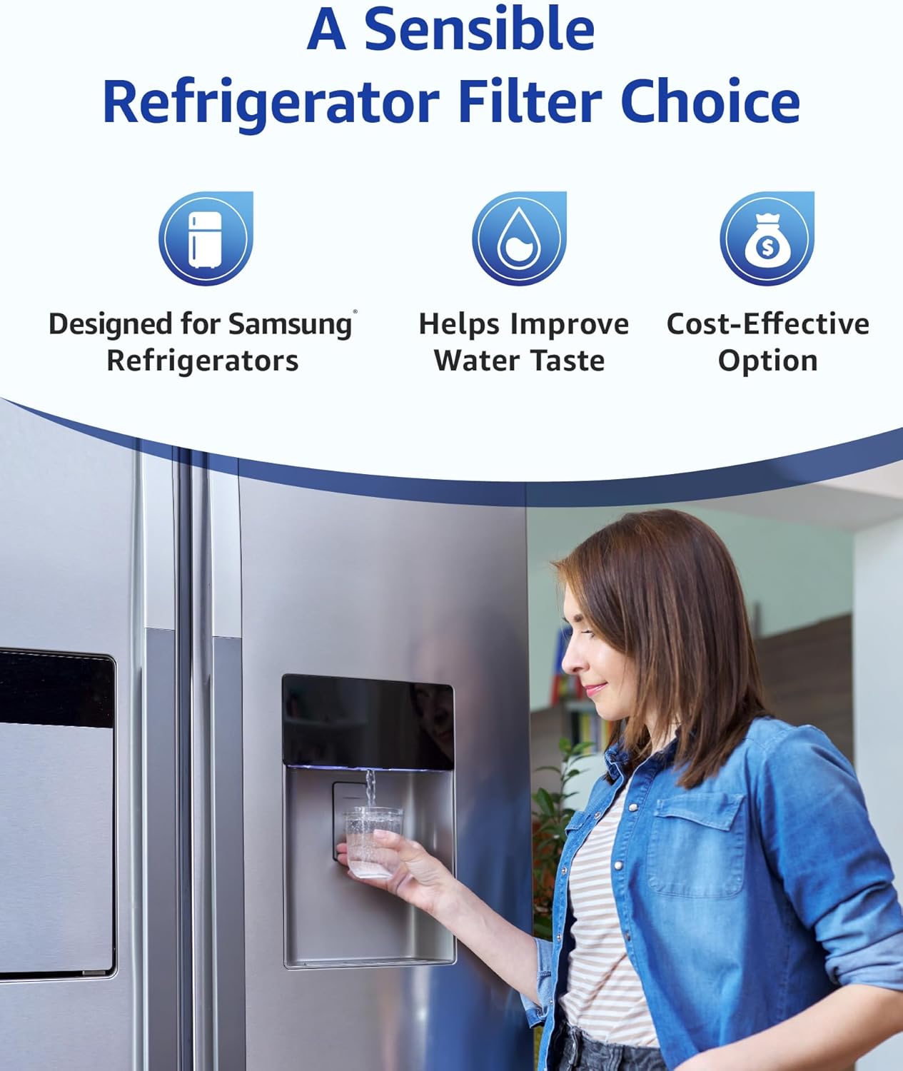 Overbest DA97-17376B Replacement for Samsung® HAF-QIN/EXP, HAF-QIN, DA97-08006C, RF28R7201SR, RF28R7351SG, RF23M8070SR, RF23M8090SG, OB6045, Refrigerator Water Filter (Pack of 3)