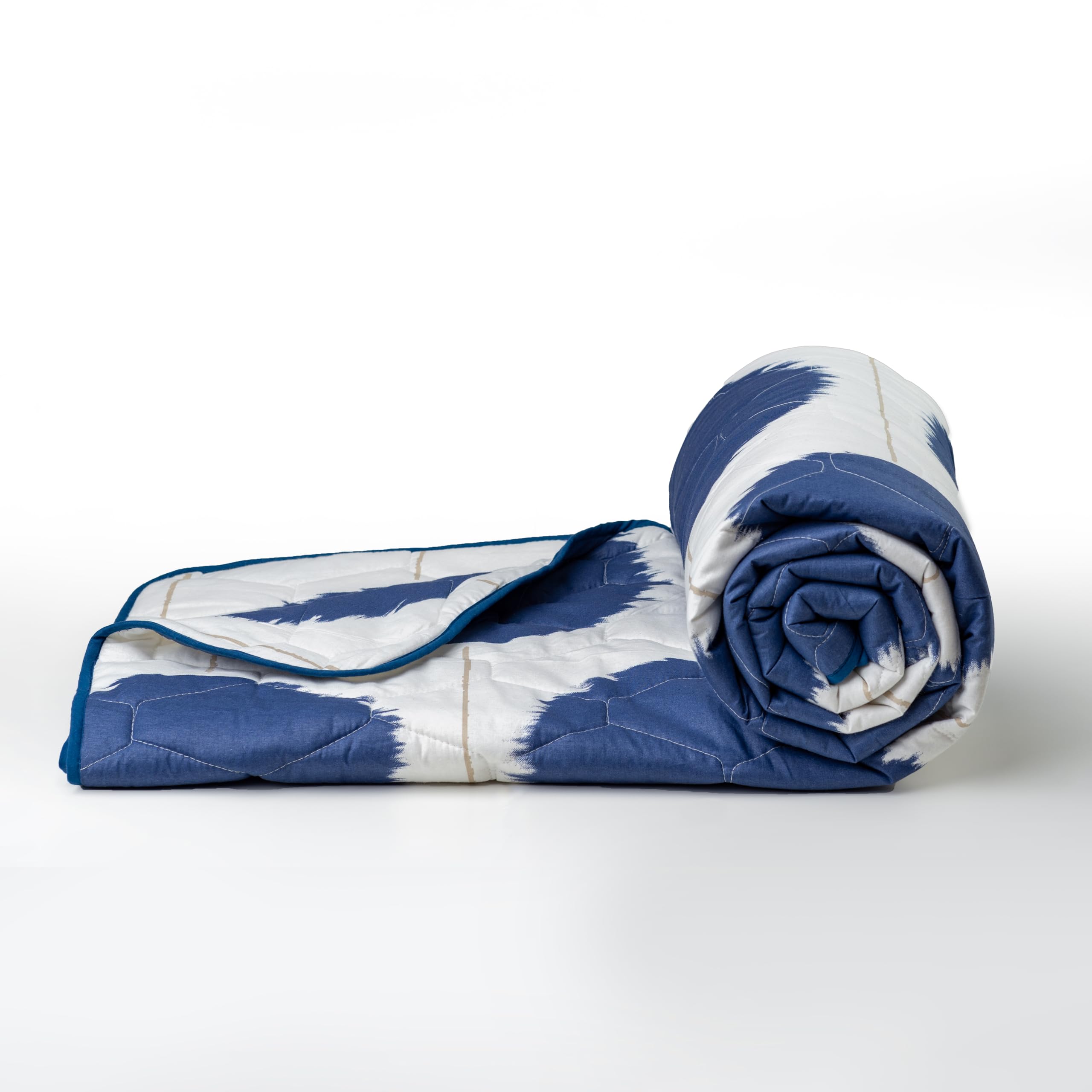 LORETO - A QUALITY LINEN BRAND 150 GSM Comforter Single Bed for Winter Lightweight 100% Cotton Comforter, Reversible Single Bed AC Blanket/Duvet, Soft Quilt (54" X 84"), Navy Haze Big Polka Dots-image-13