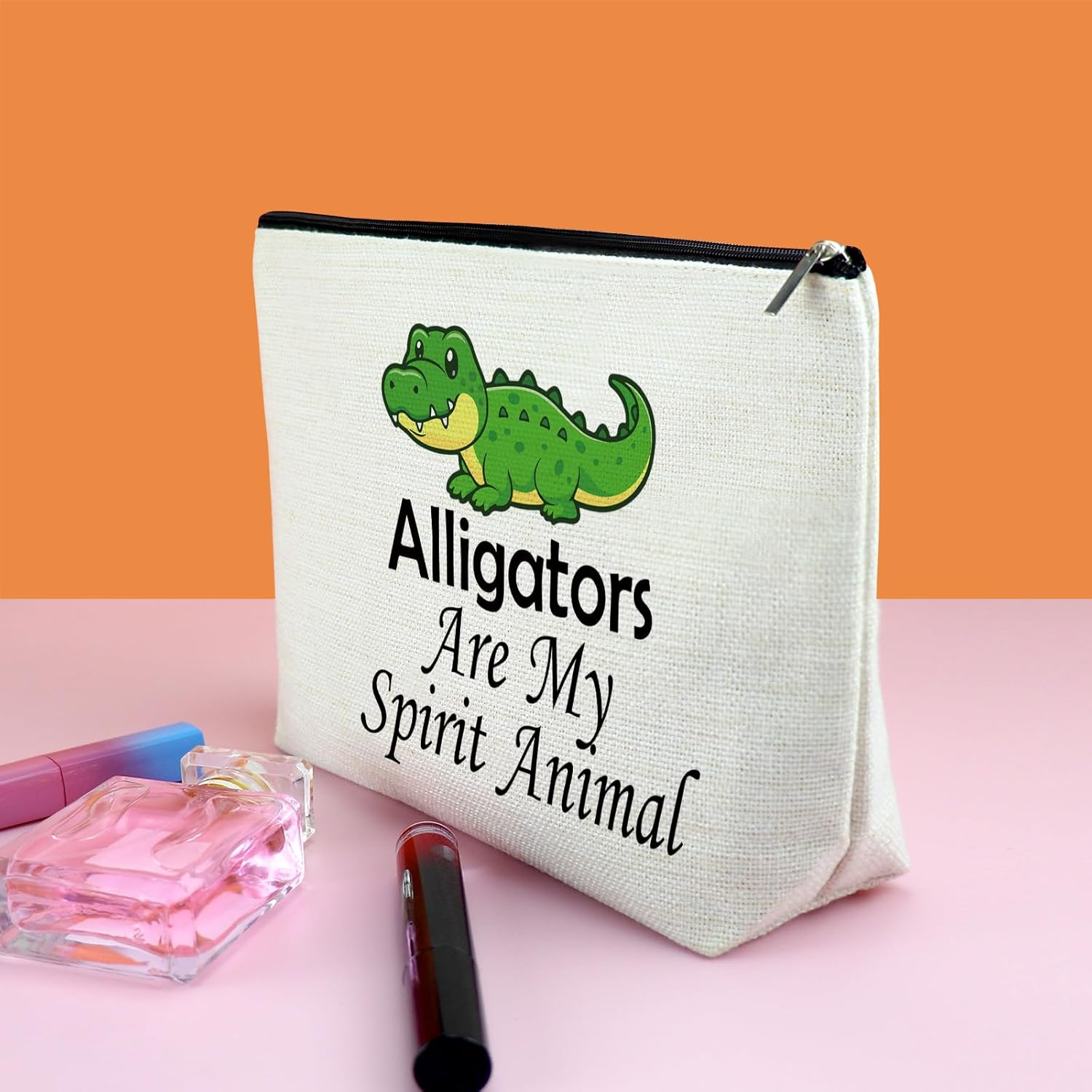 Alligator Gift Makeup Bag Alligator Lover Gift Alligator Themed Gift Cosmetic Bag Animal Lover Gift Christmas Birthday Gift for Alligator Lover Friend Graduation Gift (Spirit Alligators Bag) - Image 3