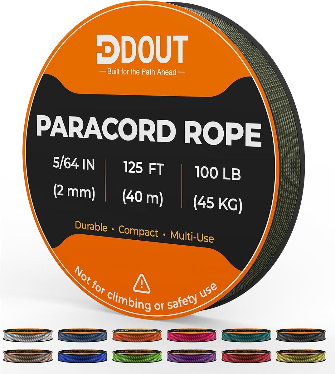 DDOUT 2mm Paracord, Micro Paracord Rope, Thin Braided Cord | Nylon Cord for Crafting, DIY Projects, Fishing, Wind Chime, Camping & Outdoor Green 125FT