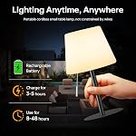 Gewiny Shower Lamp Battery Operated Outdoor Table Lamps Cordless Waterproof LED Dimmable Warm White and RGB Table Lamps Rechargeable Lamp Outdoor Lamps for Patio/Bathroom（Black）