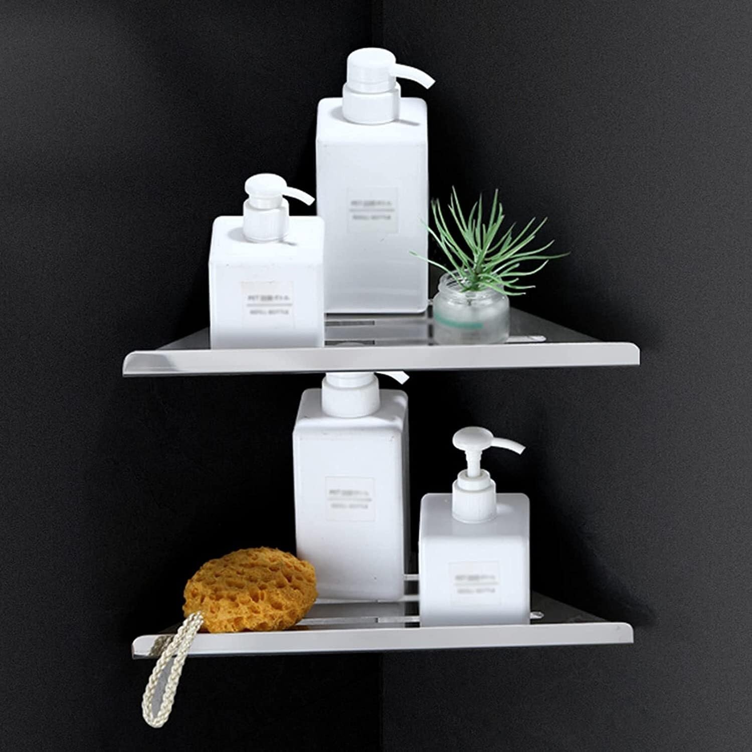 Duschablage Badezimmer Organizer Wandmontiertes Eck-Duschregal Ohne Bohren, Caddy-Regal, Lagerregal Aus Edelstahl Duschregal Badezimmer Regal (Color : Silver, Size : 30 * 21cm)