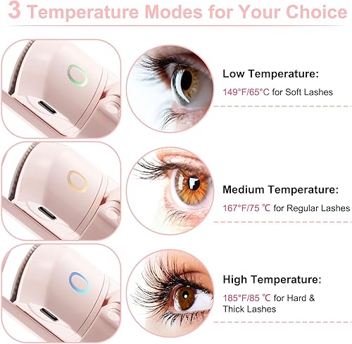 Miniatura 2 de Rizadores de pestañas calentados, rizadores de pestañas electrónicos con peine y cepillos delineadores, rizador de pestañas calentado, 3 modos de