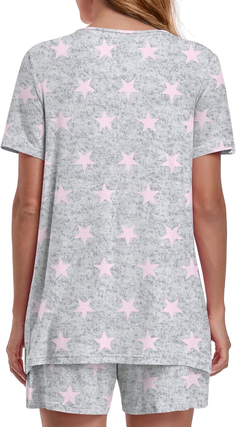 Anymeet Summer Womens Pajama Sets Short Sleeve Soft Casual 2 Piece Ladies Pjs Set Spring Sleepwear with Pockets - Image 4