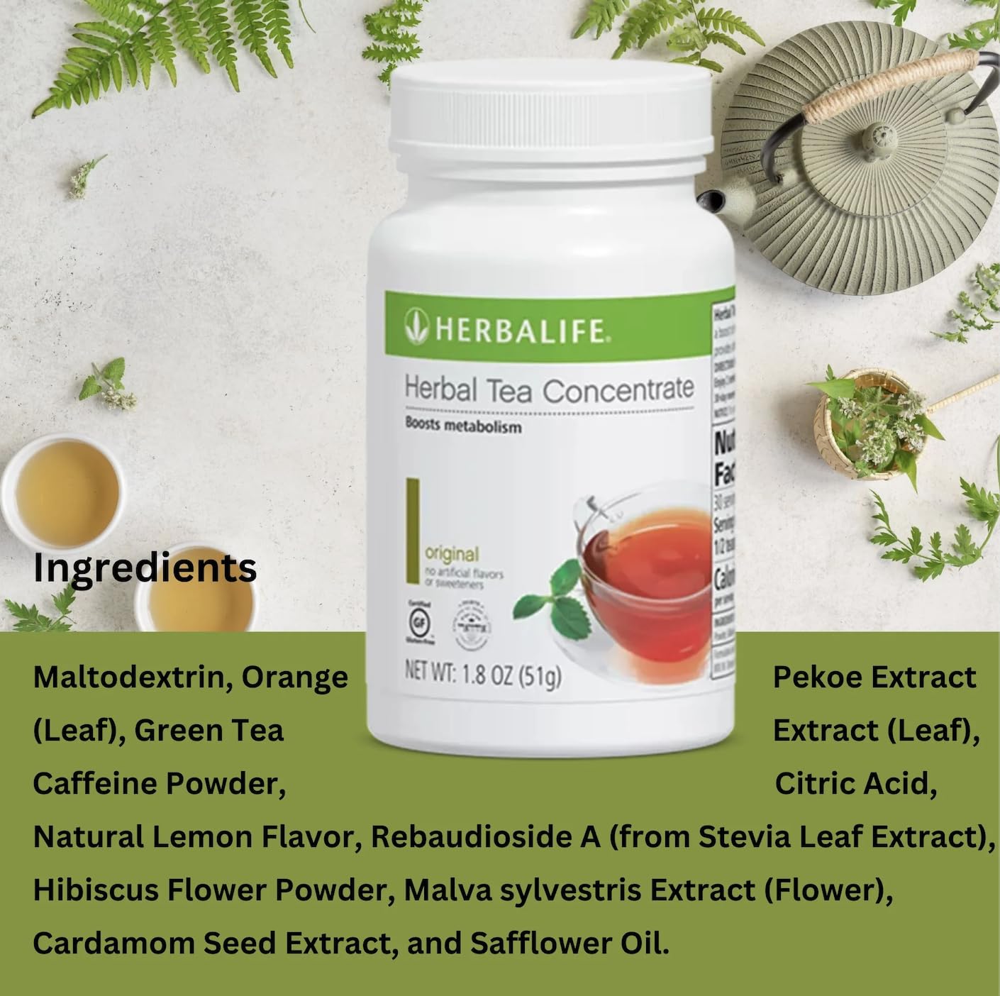 Herbalife Herbal Tea Concentrate, Flavor, Antioxidant Energy Support Drink, No Artificial Sweeteners, 3.6 Oz (102g) Canister