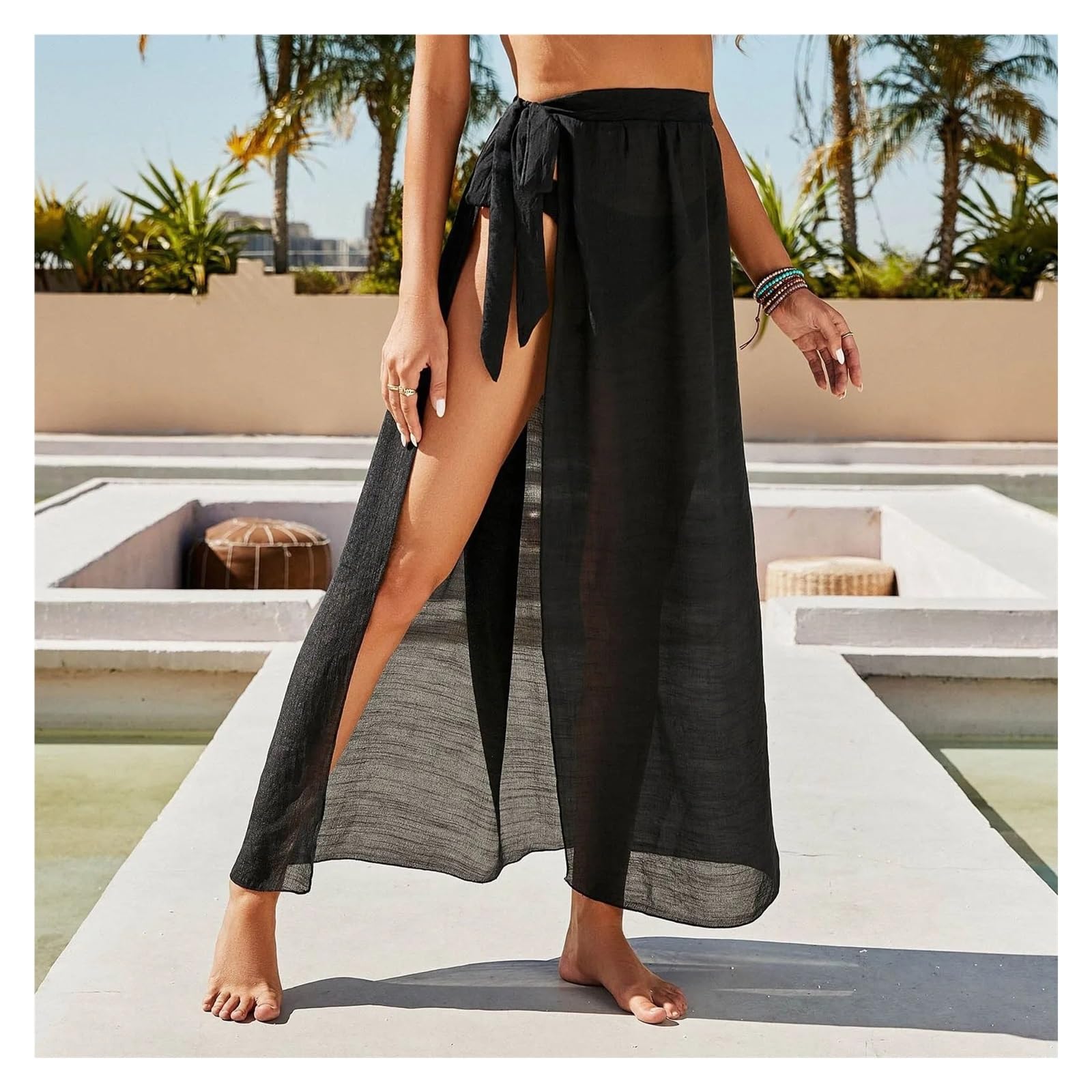 Pareo Femme Plage Jupes Longues D'été Blanches Paréo