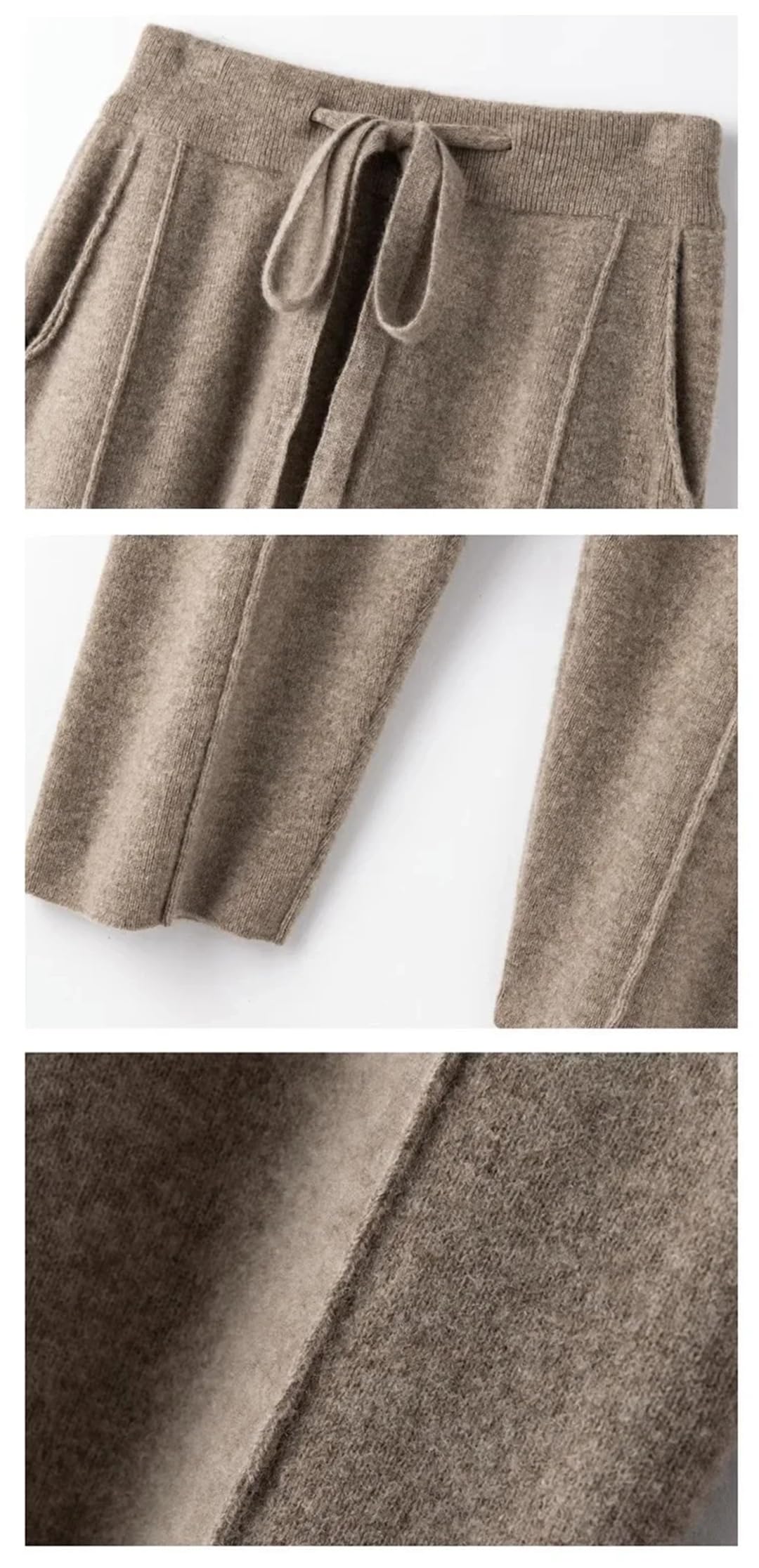 Pantaloni da donna a vita alta con coulisse casual lavorati a maglia harem pantaloni casual tinta unita caldi pantaloni della tuta