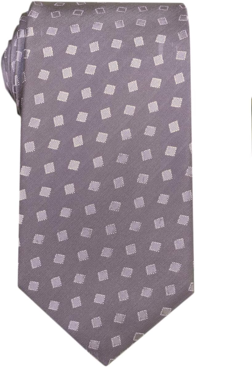 Made in Italy Men's Grey Squares Tie Necktie, Animal Pattern, 100% Silk