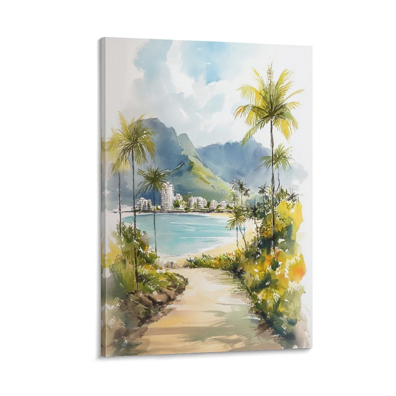 XWYMXZ Jamaica Watercolor Painting Caribbean Travel Posters 20x30inch(50x75cm) Vintage Watercolor Canvas Art