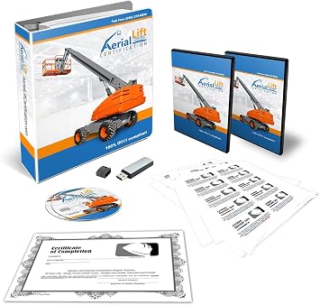 Aerial Lift Certification Training Kit - OSHA Compliant Aerial Lift Operator COMPLETE Training With Certificates Of Completion, Operator Cards, Student Hand Outs, Hands On Evaluation Checklist & More