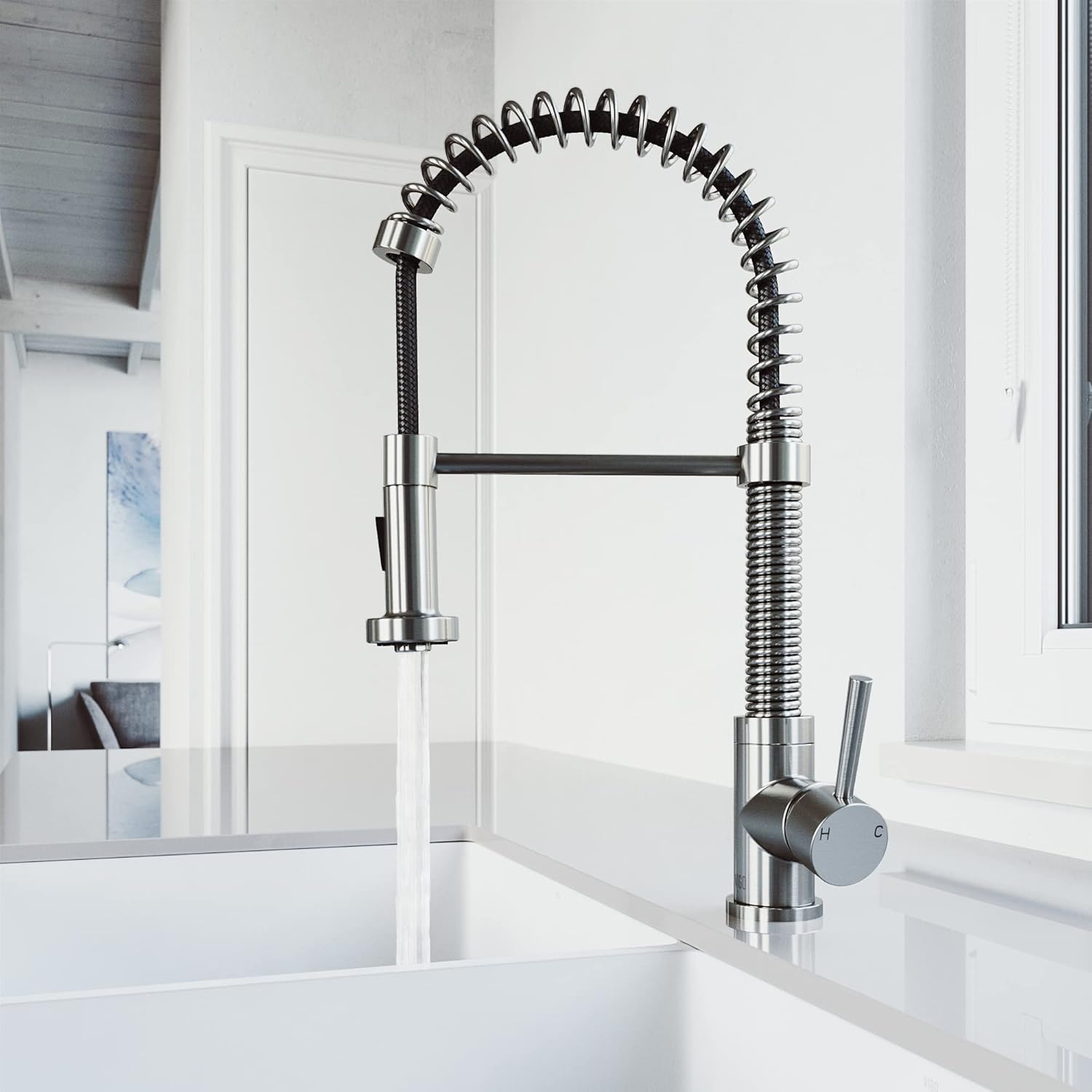 Edison 19" Stainless Steel Pull-Down Sprayer Kitchen Faucet
