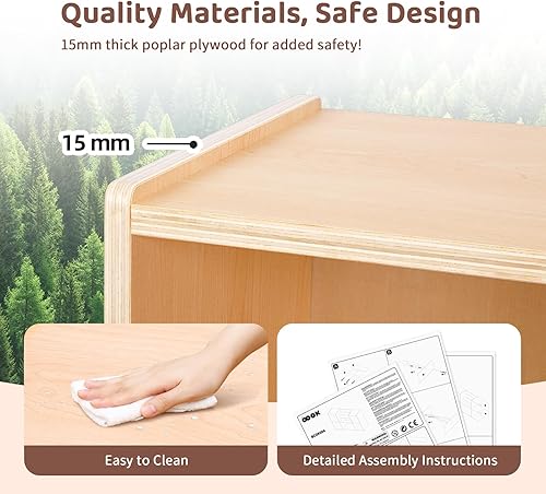 Miniatura 9 de OOOK Montessori Estantería y organizador de almacenamiento de juguetes, estantería horizontal de 2 niveles, armario de almacenamiento de juguetes de