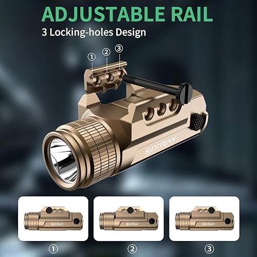 Miniatura 3 de 700 lúmenes recargable pistola luz FDE montaje en riel linterna táctica para Glock Compact LED pistola luz para Picatinny MIL-STD-1913