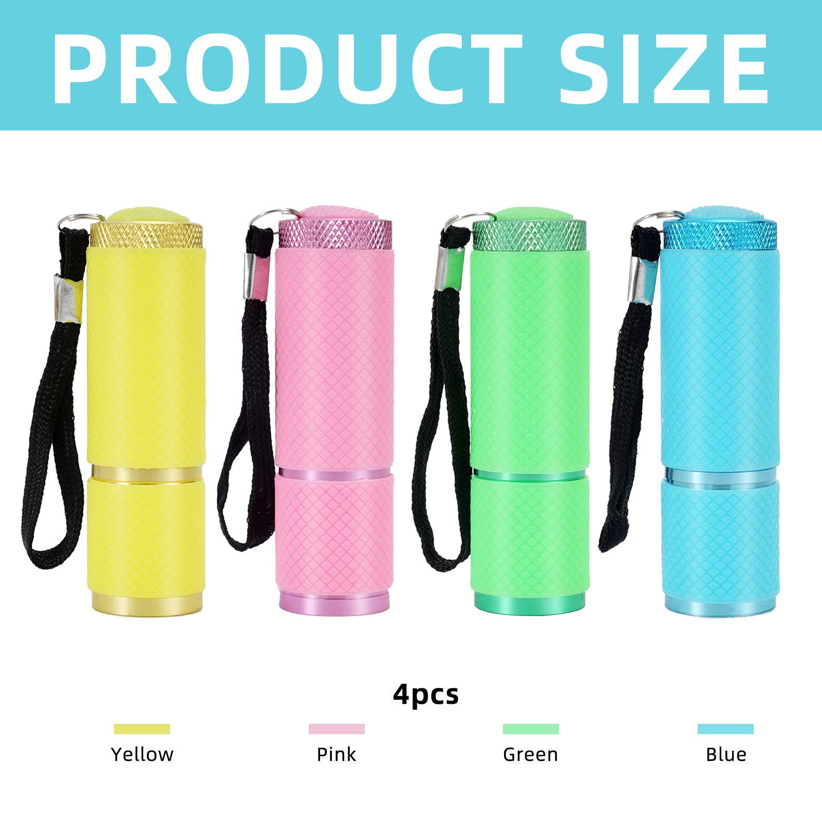 4 Torce LED Portatili - Impermeabili E Compatte Con Cordino - Ideali Per Campeggio, Emergenze E Bambini