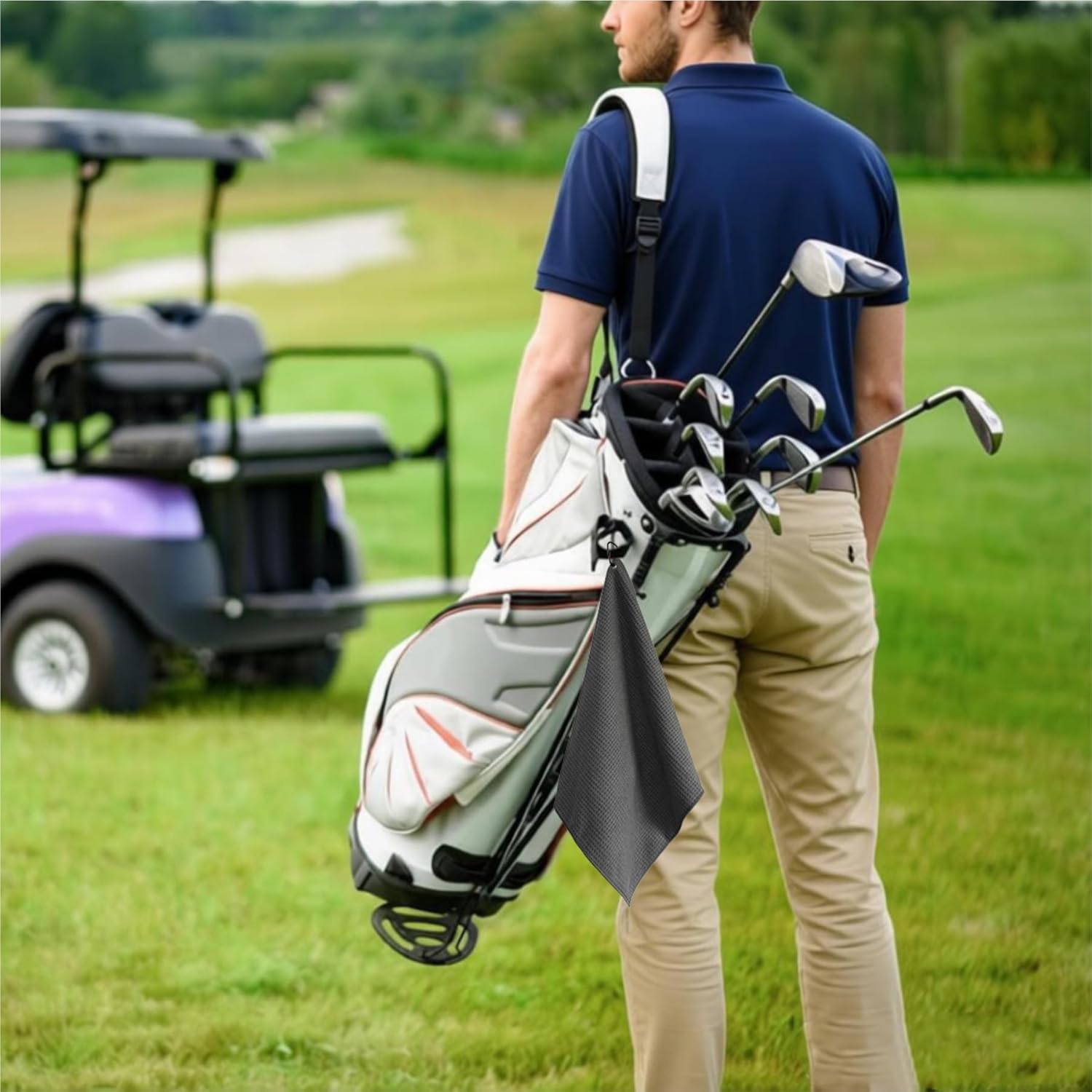 3-Pack Multi-Size Golf Towels with Carabiner Clip | Quick-Dry Microfiber | Cleans Clubs, Balls & Hands | Essential for Golf Bags (Men & Women) - Image 6