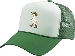 Cute Cowboy Goose Funny Western Walking Boots Hat Humor Trucker Hat with Adjustable Mesh Back