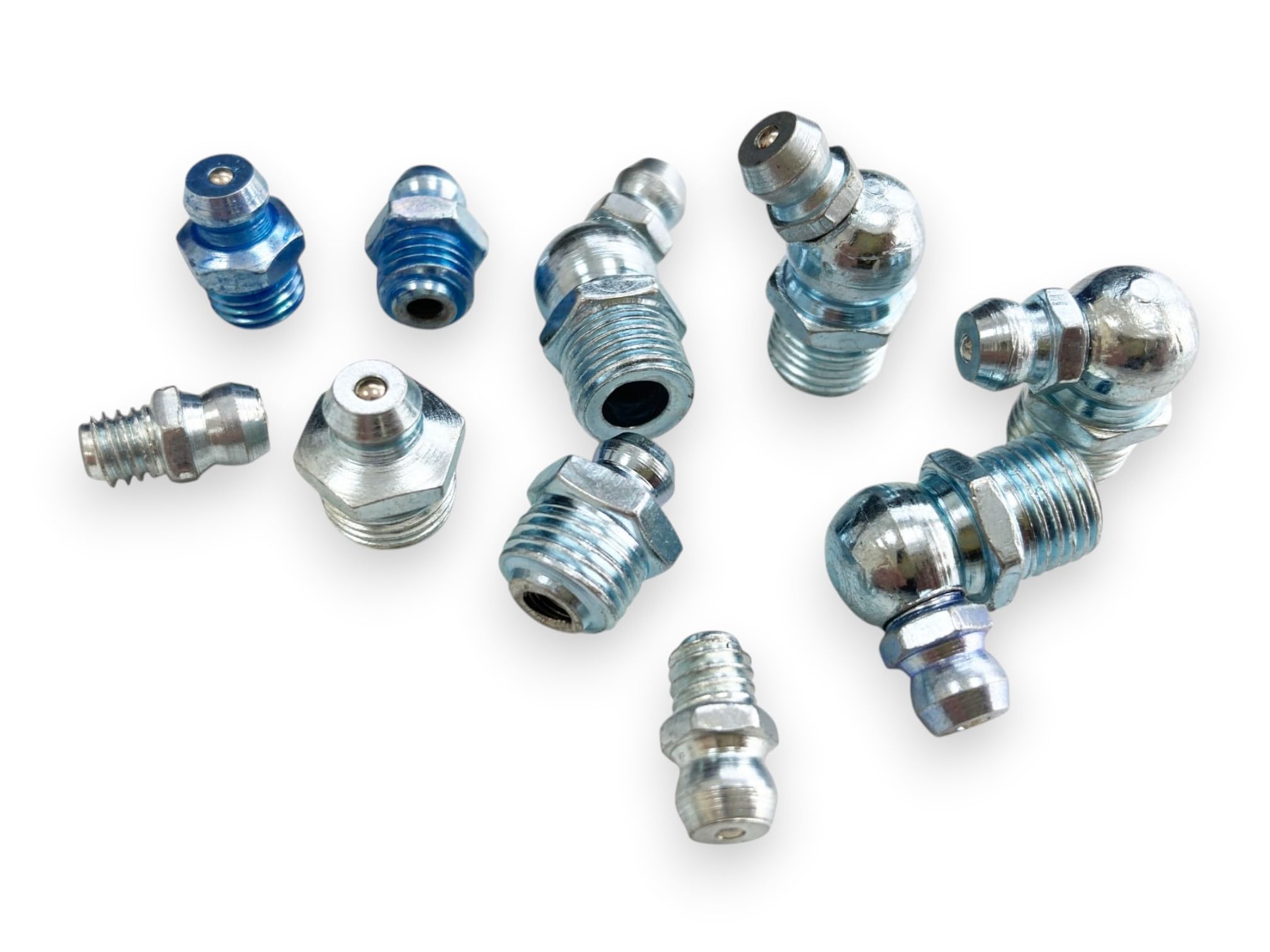 110Pc GREASE NIPPLES FITTINGS M6 M8 M10 45° 90° ASSORTED NIPPLE SET CARBON STEEL