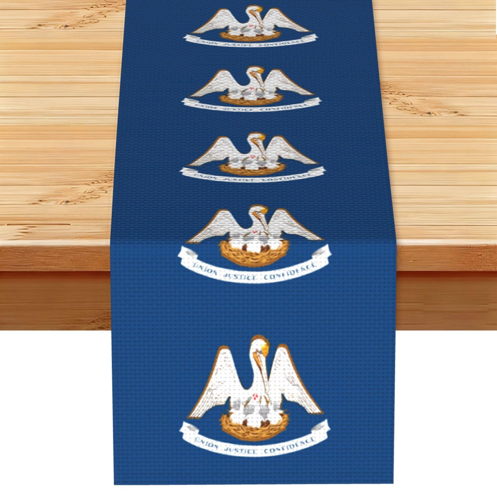 Louisiana State Flag Multi Purpose Table Runner for Home Decor, Printed Table Cloth for Kitchen Table, Countertops & Dining Area