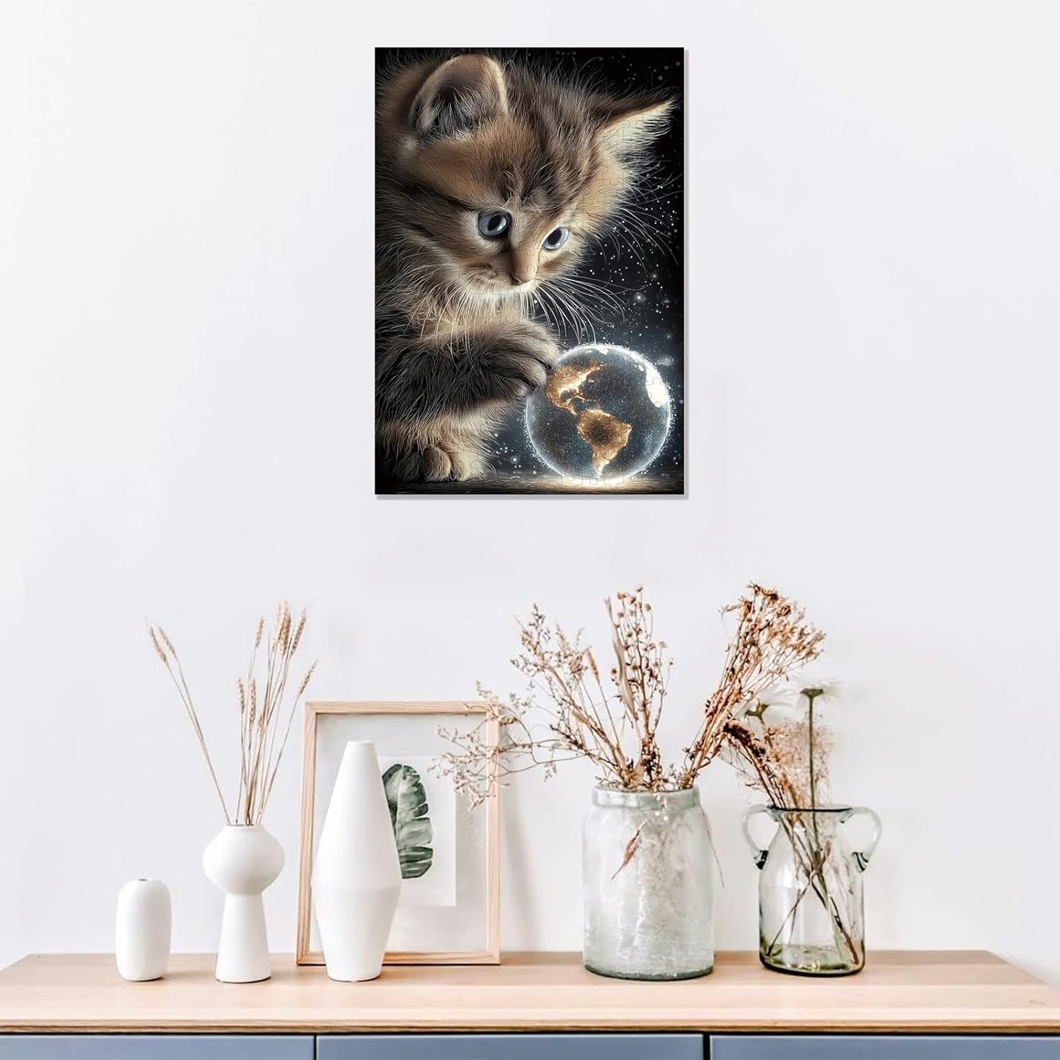 Great Jigsaw Puzzles for Adults 300 Pieces Cute Cat Playing with Glowing Ball Puzzles for Adults Toys Gift Family Decoration Kids Puzzle