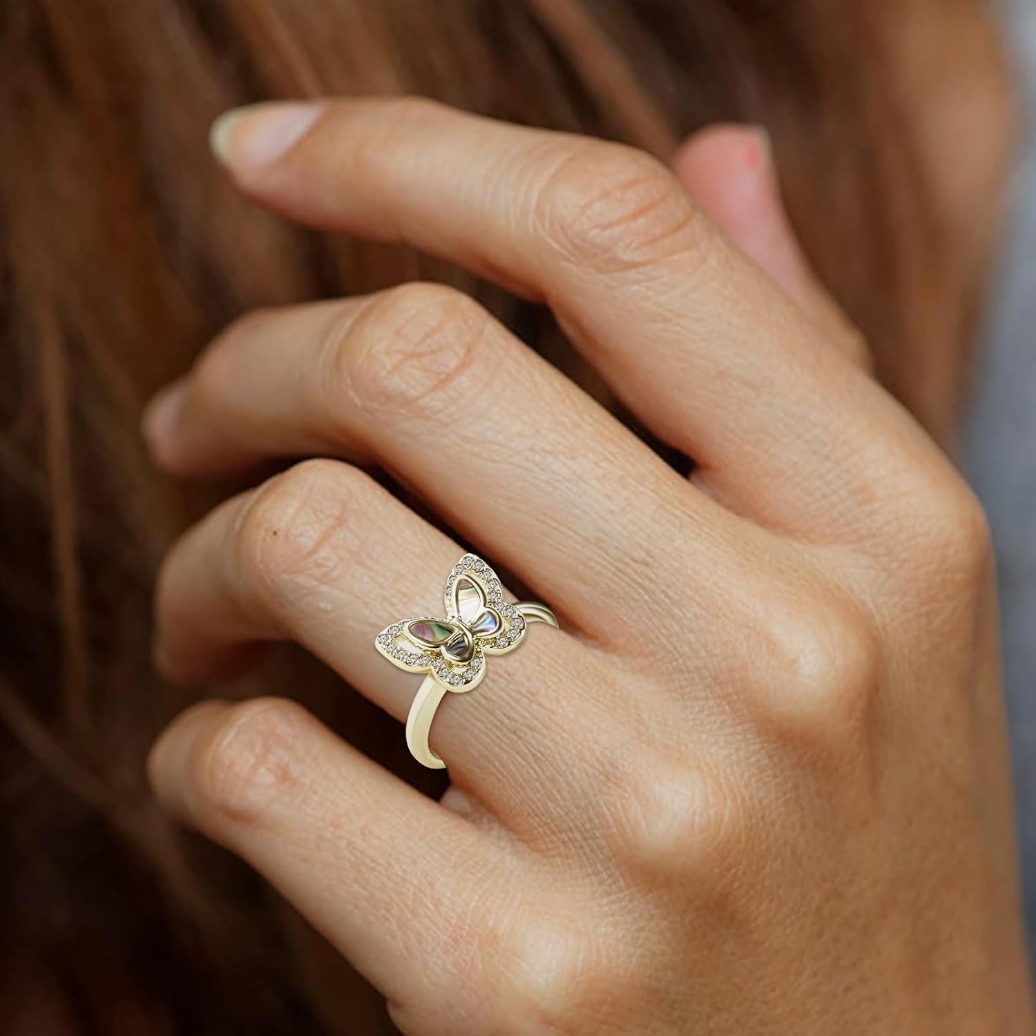 Butterfly Ring for Women Dainty Cute Band Rings Promise Wedding Engagement Ring Jewelry Gifts for Anniversary Birthday Christmas, Size 6-9 - Image 3