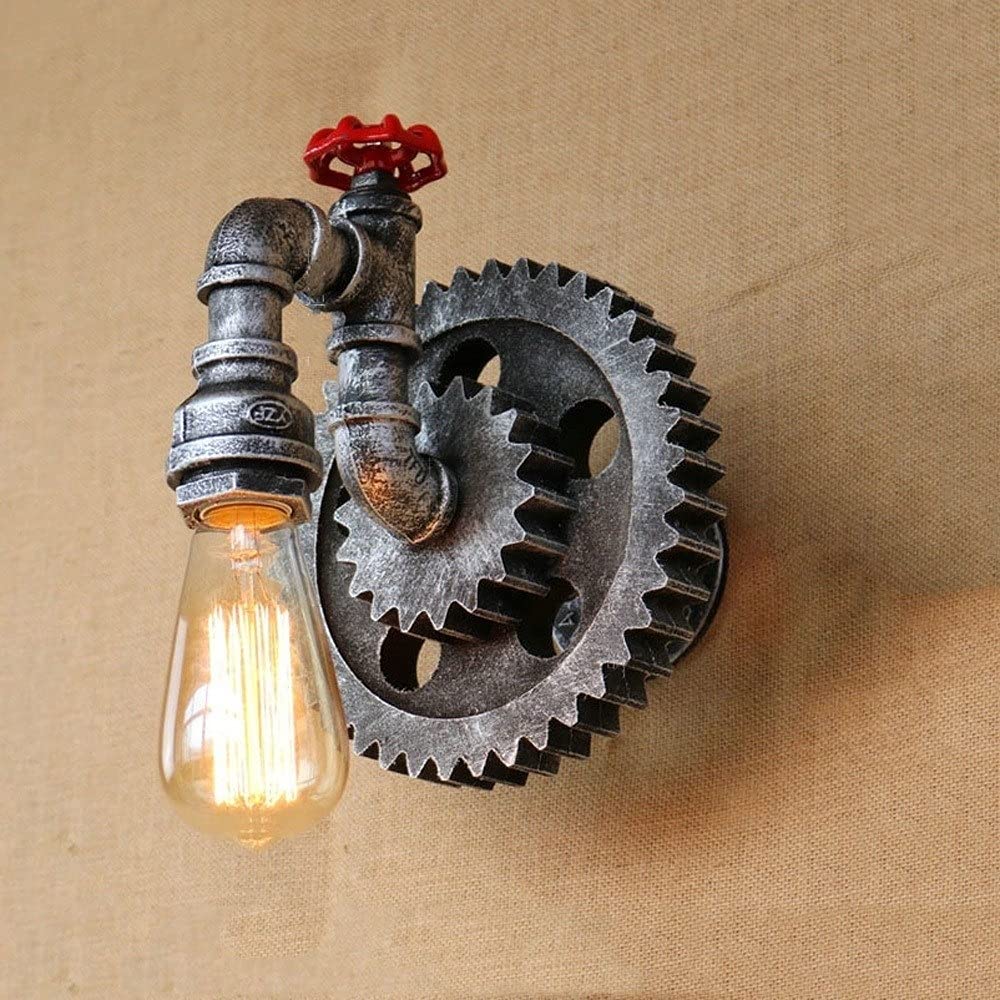 Equipo de Madera de Pipa de tubería de Agua Retro Luces de Pared Vintage Vintage Lámpara de Metal Creativo de Metal Tradicional E27 Restaurant Cafe Iluminación de iluminación