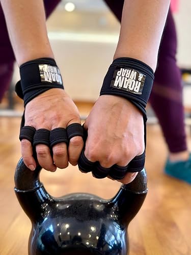 Miniatura 5 de Roam & Wrap Guantes de levantamiento de pesas con muñequeras  Guantes de gimnasio extra acolchados y ventilados para hombres y mujeres  Ideal para