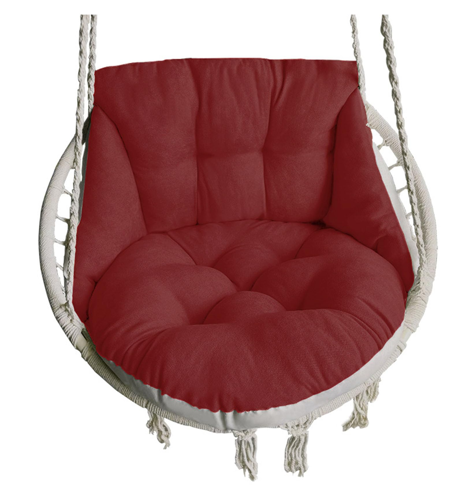 Garcan Hammock Chair Swing, Hanging Basket Seat - Thick Wicker Outdoor Cushions, Waterproof & Sun-Resistant, Wine Red