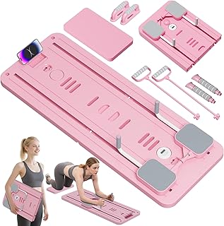 Pilates Board, Faltbarer Pilates Reformer Maschine Set Für Zuhause, Multifunktionales Core-Trainingsgerät Mit Automatischer Rückprallroll und Handyhalter Für Home Workout Equipment