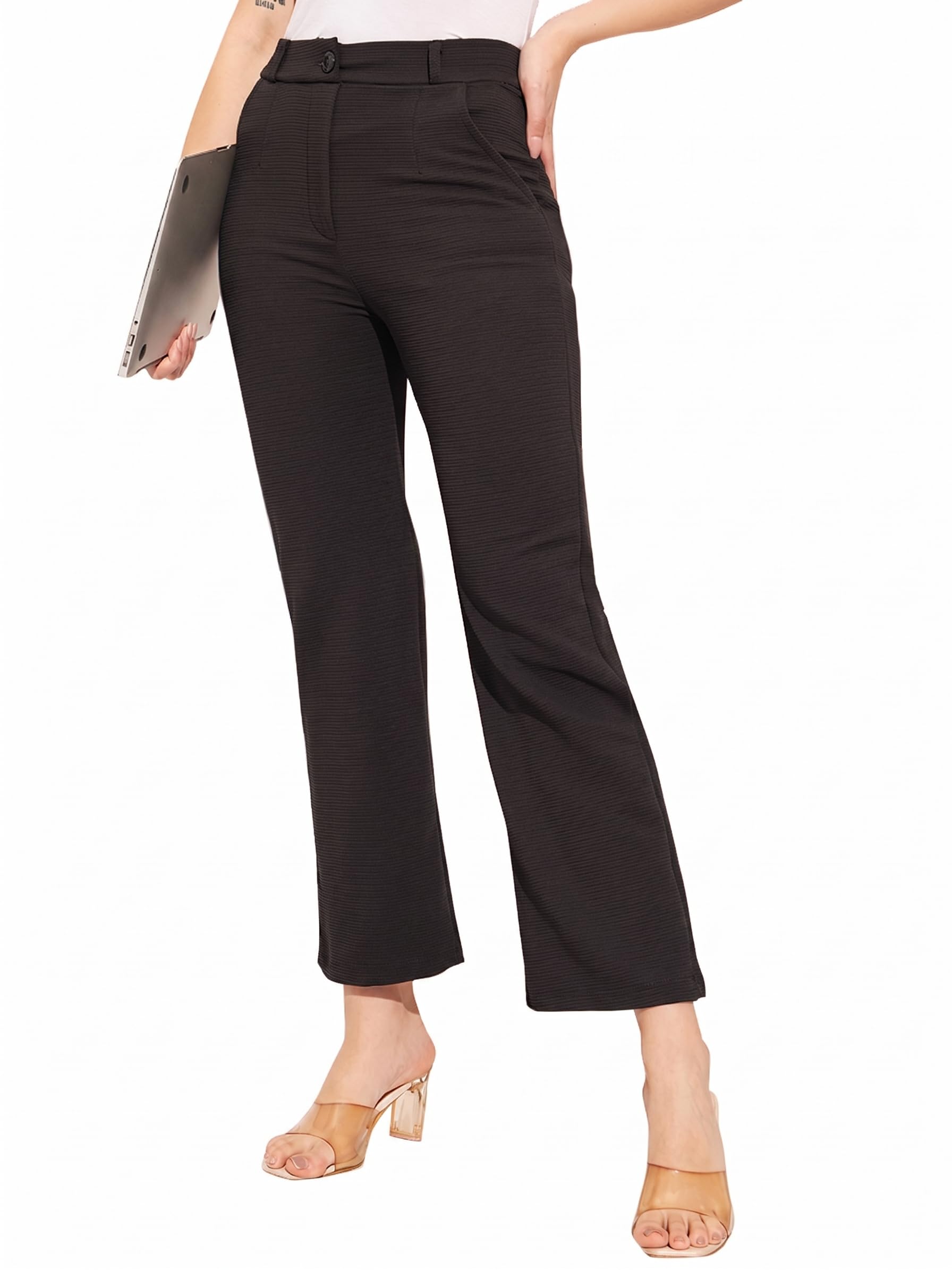Women's Trendy Office Wear Casual Corduroy Stretchable Korean Trouser with Pockets || High Rise Waist Going Out Lounge Pants || Wide Leg Summer Pants for Woman-image-16