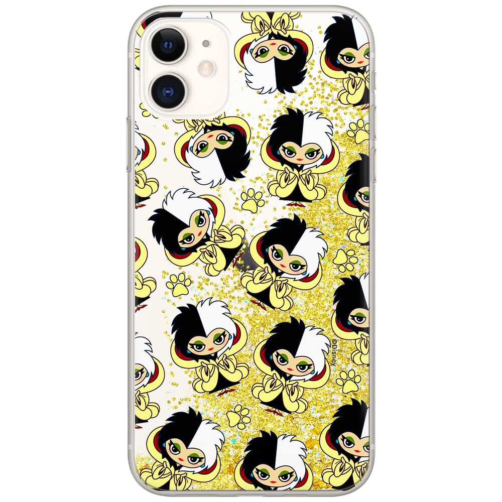 ERT GROUP mobile phone case for Apple Iphone 11 original and officially Licensed Disney pattern Cruella 007 optimally adapted to the mobile phone, with glitter overflow effect