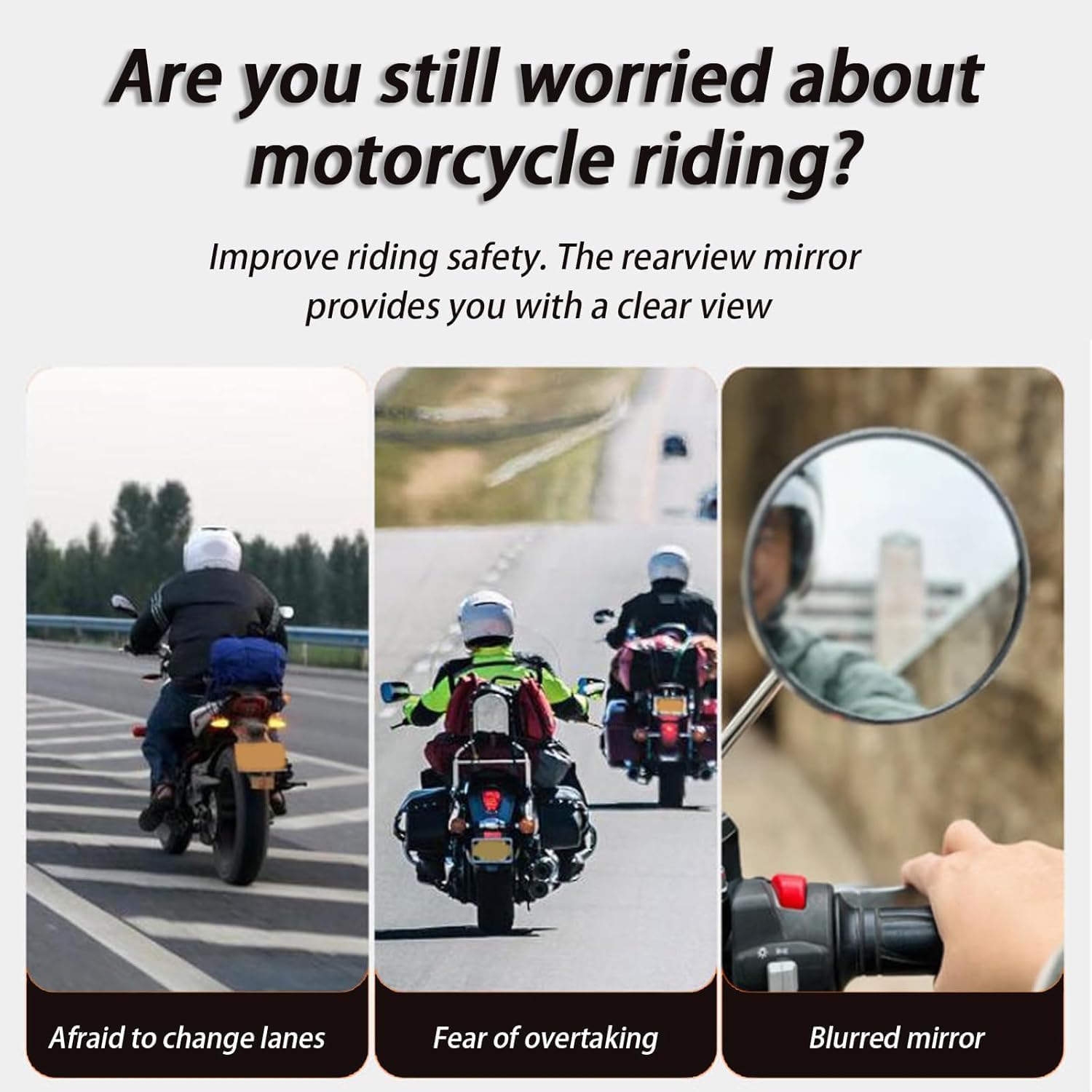 Rétroviseur Moto pour Benelli TRK 502, Réglable Rétroviseurs Latéraux de Moto Rotatif à 360° Réduire l'angle Mort Installation Facile,A