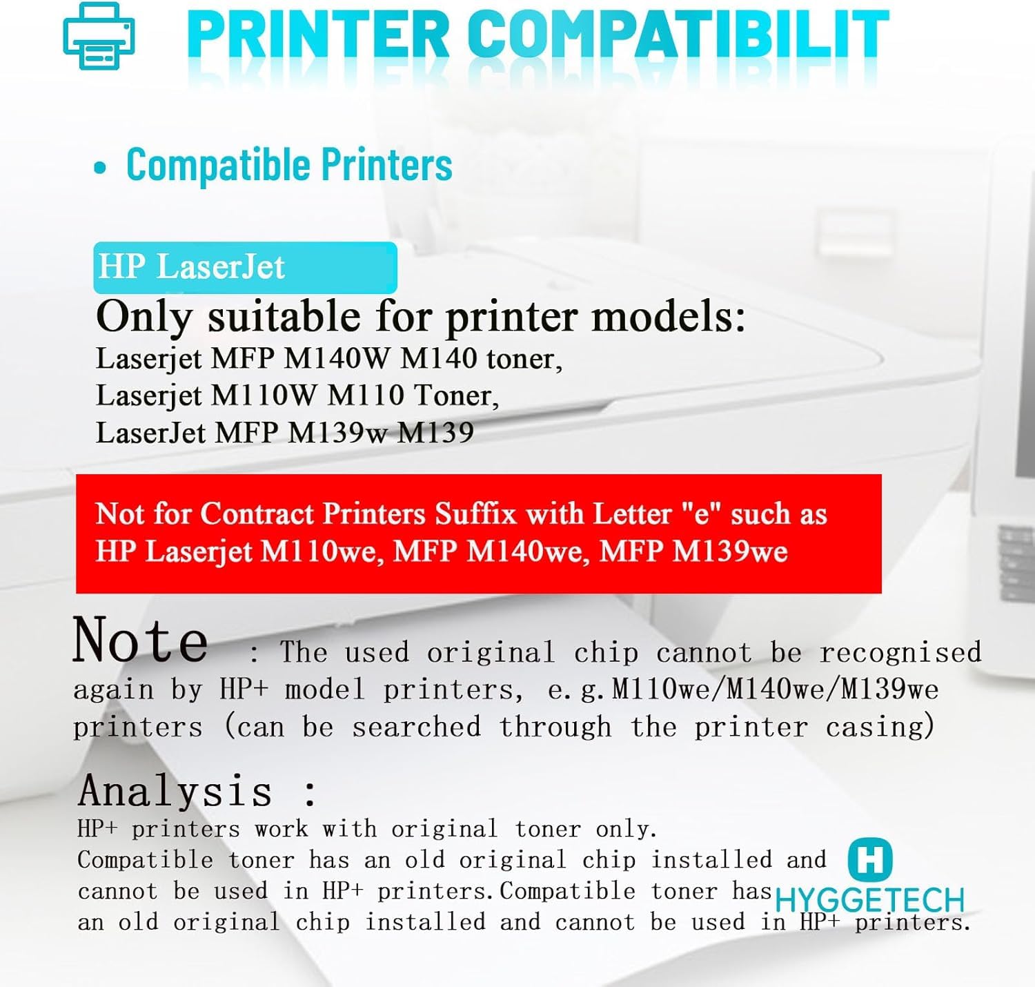 Hyggetech W1420A 142A Toner con chip compatibile con HP 142A W1420A nero 142X W1420X per HP Laserjet M110W M139W Laserjet MFP M140W