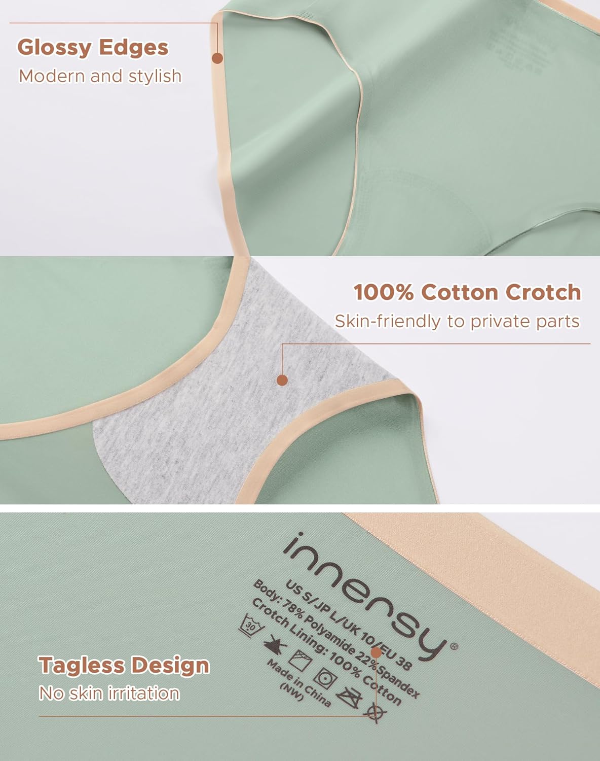 INNERSY Women's Seamless Underwear Pearly Sheen Soft Silky Lightweight Hipster Panties - Image 5