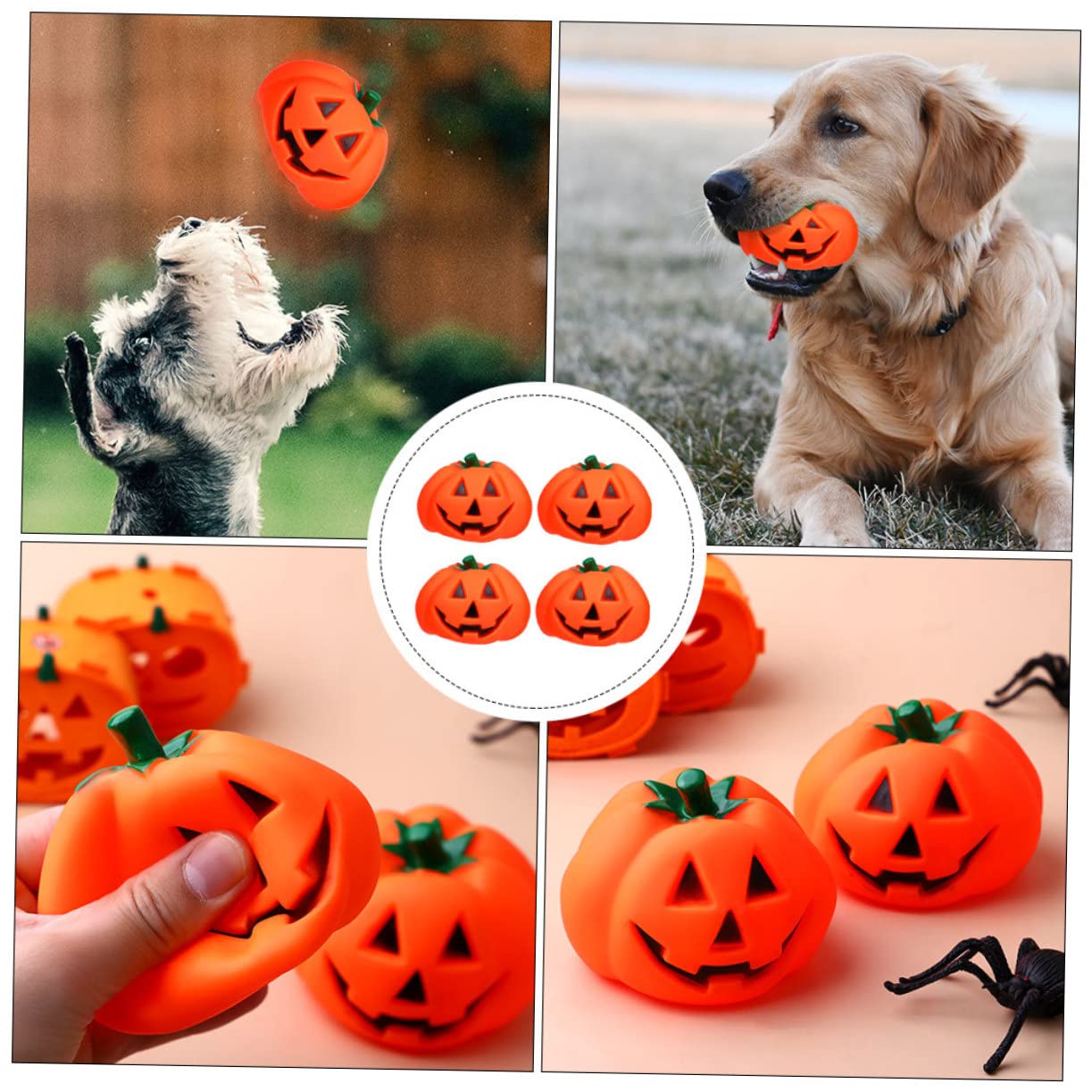 WOONEKY 8stücke Teiliges Halloween Kürbis Quietschspielzeug Für Kleine Hunde Interaktives Kauspielzeug Gesunder Kaubedürfnisse Für Haustierbesitzer
