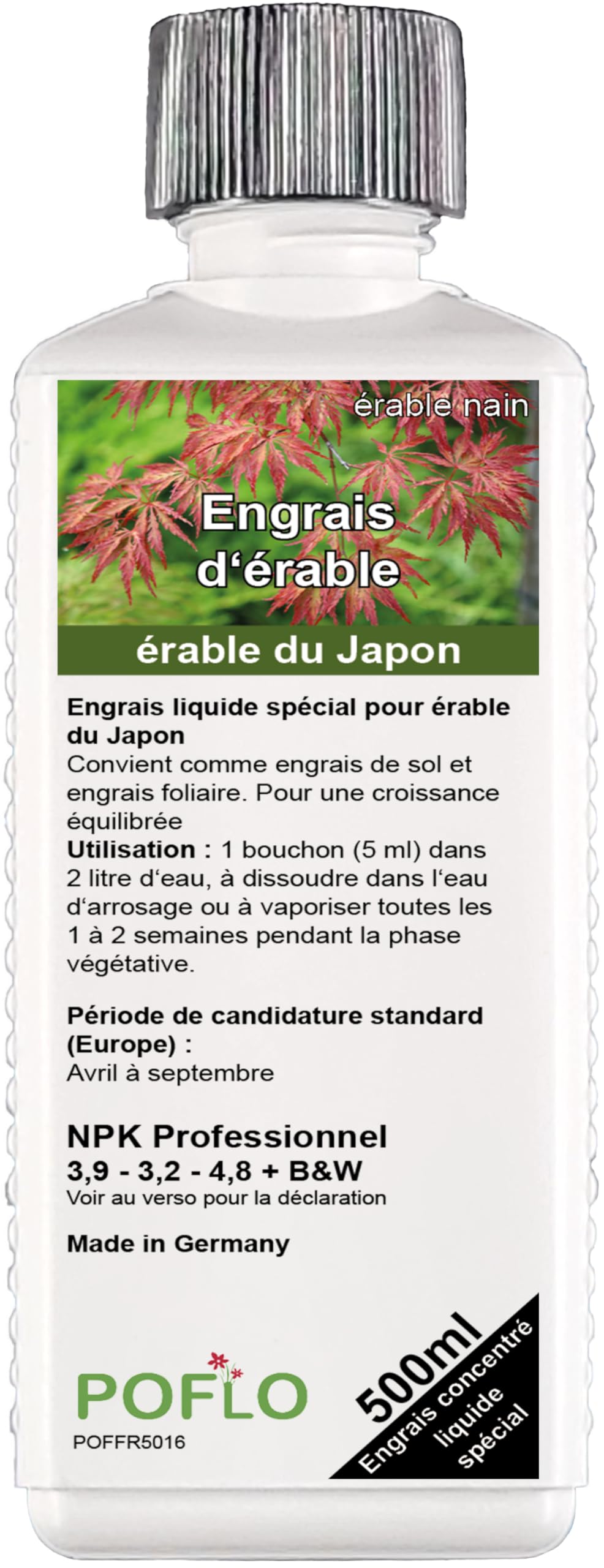 Engrais pour érable, érable du Japon, érable nain, engrais liquide, érable japonais, engrais complet HIGHTECH NPK (500ml)