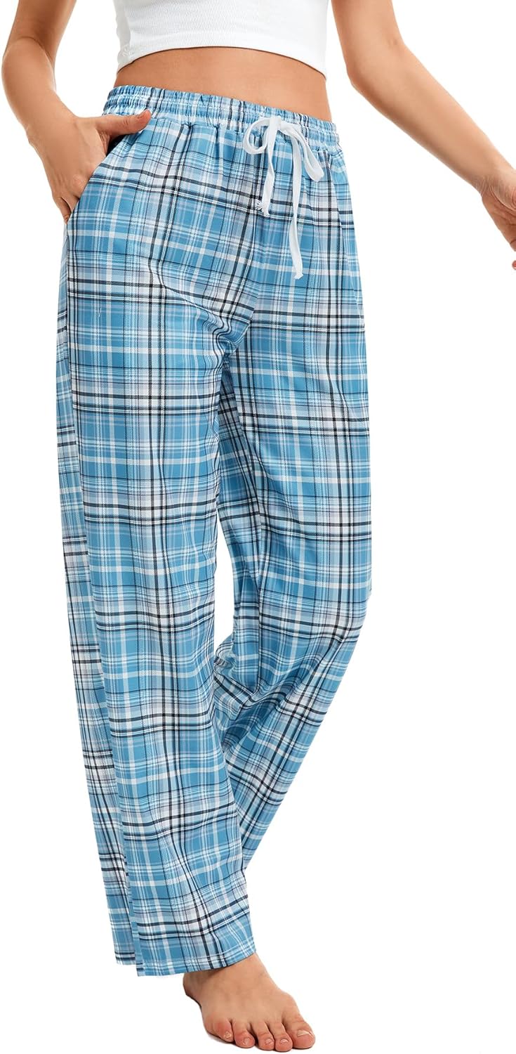Womens Pajama Pants Plaid Sleep Lounge Pj Bottoms With Pockets - Image 4