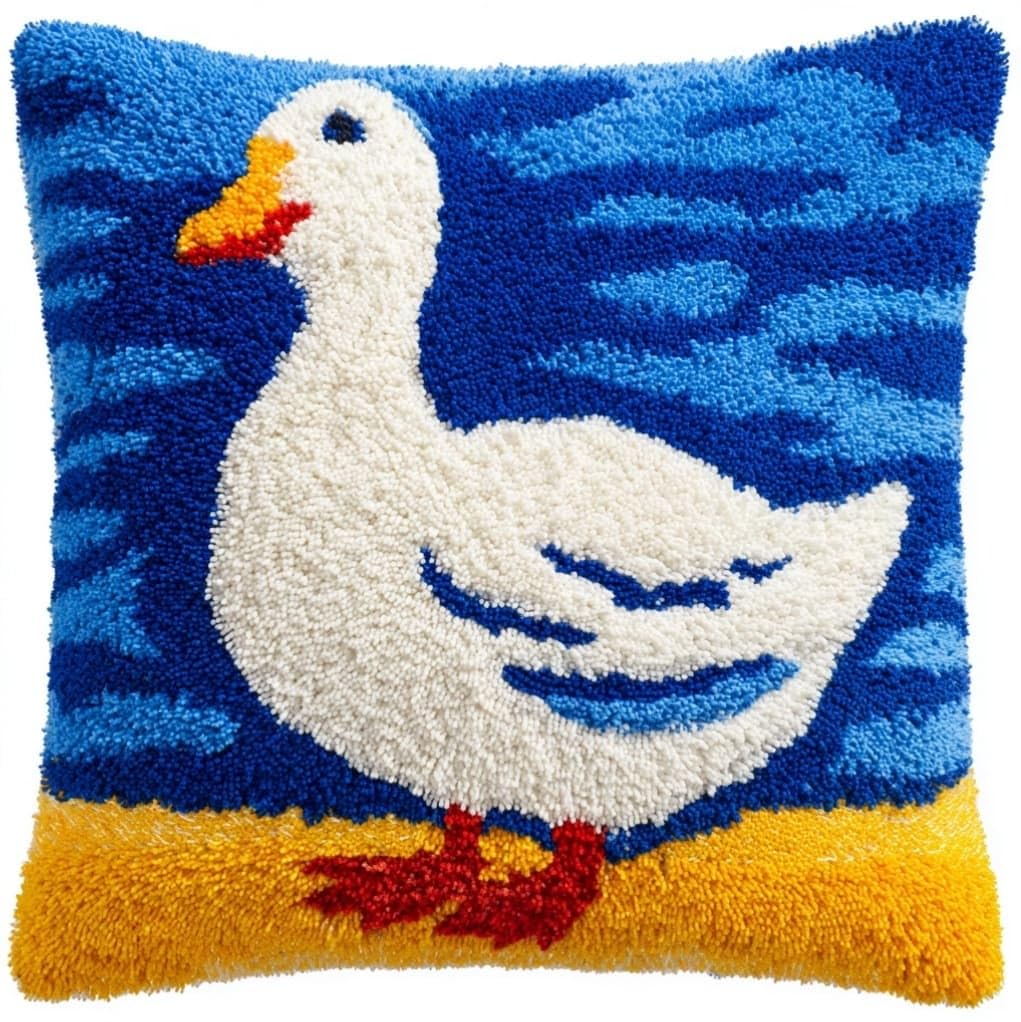 AxiangziK Latch Hook Cushion Kit 43x43cm,Cartoon Goose
