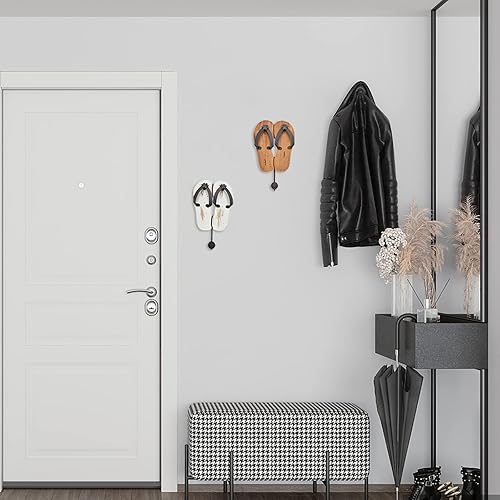 Miniatura 6 de Aecipl Ganchos de pared de madera para colgar chanclas, letrero de decoración temática de playa, gancho náutico para toallas para baño, dormitorio,
