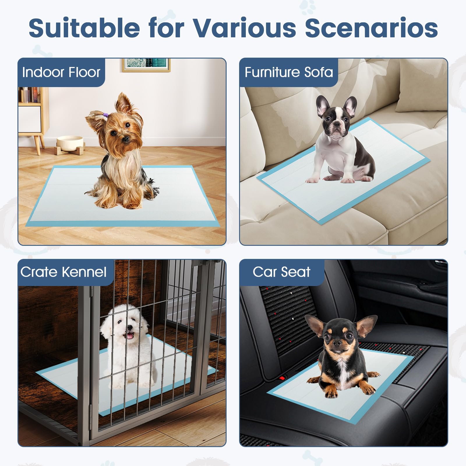 COSTWAY Almohadillas de Adiestramiento de Perros y Cachorros, 60 x 43 cm (300 Unidades) Empapadores Perros de 6 Capas, Almohadillas Desechables, Transpirables, Secado Rápido, A Prueba de Fuga