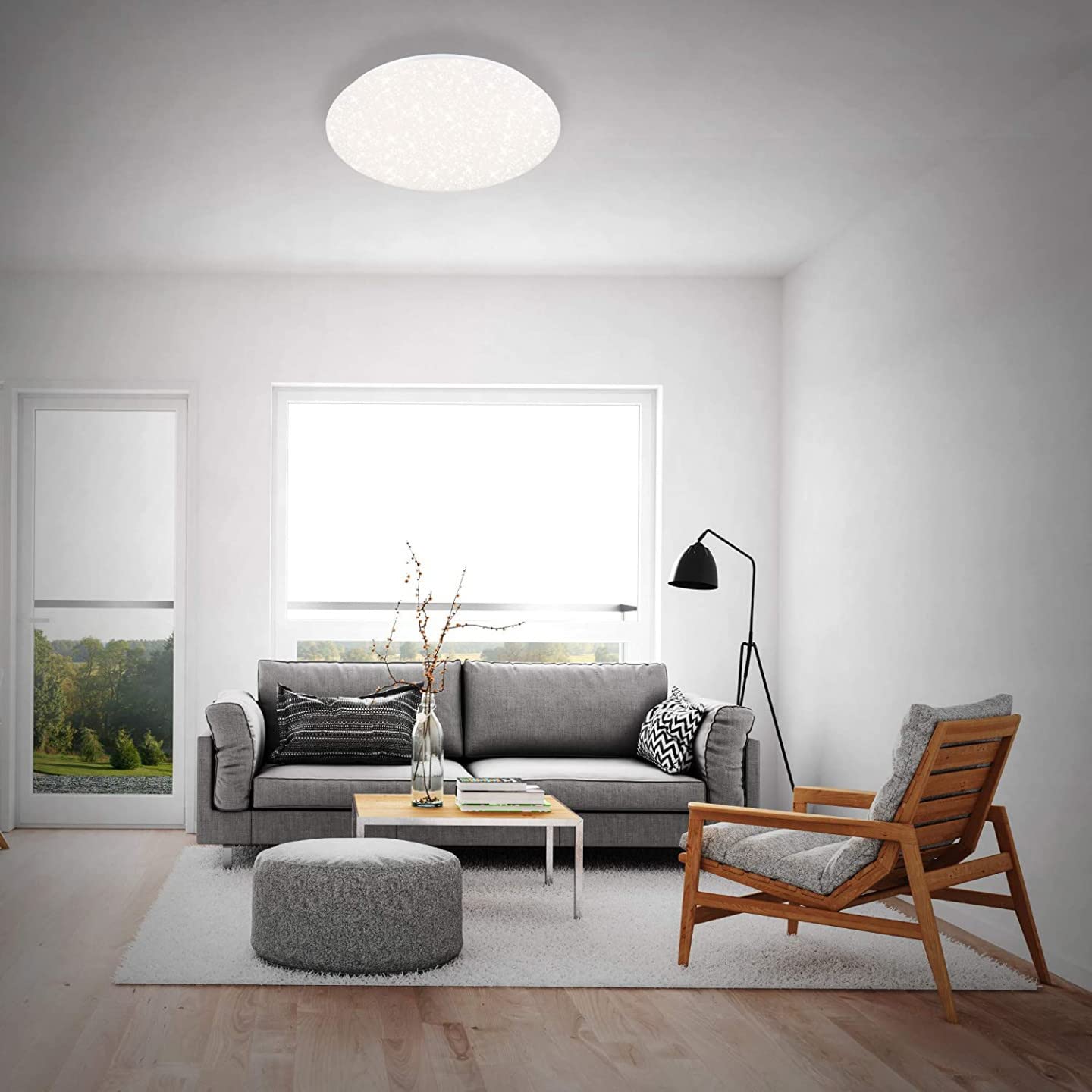 Briloner - Lámpara de techo WiFi starry sky, lámpara de techo inteligente, app, control por voz, mando a distancia, control de temperatura de color, regulable, 56 W, 5850 lm, 76 cm XXL, blanco