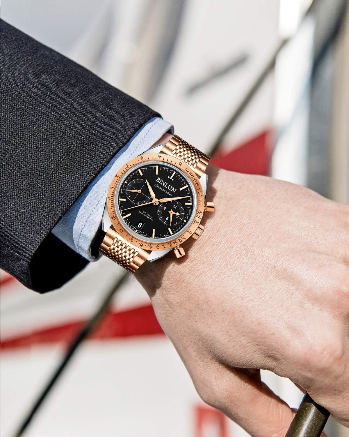 BINLUN Stainless Steel Watch Band, Metal Watch Strap for Men Women Replacement with Double-Lock Deployment Clasp Polished Watch Bracelet Silver Black Gold Rose-gold 18/19/20/21/22/24mm - Image 5