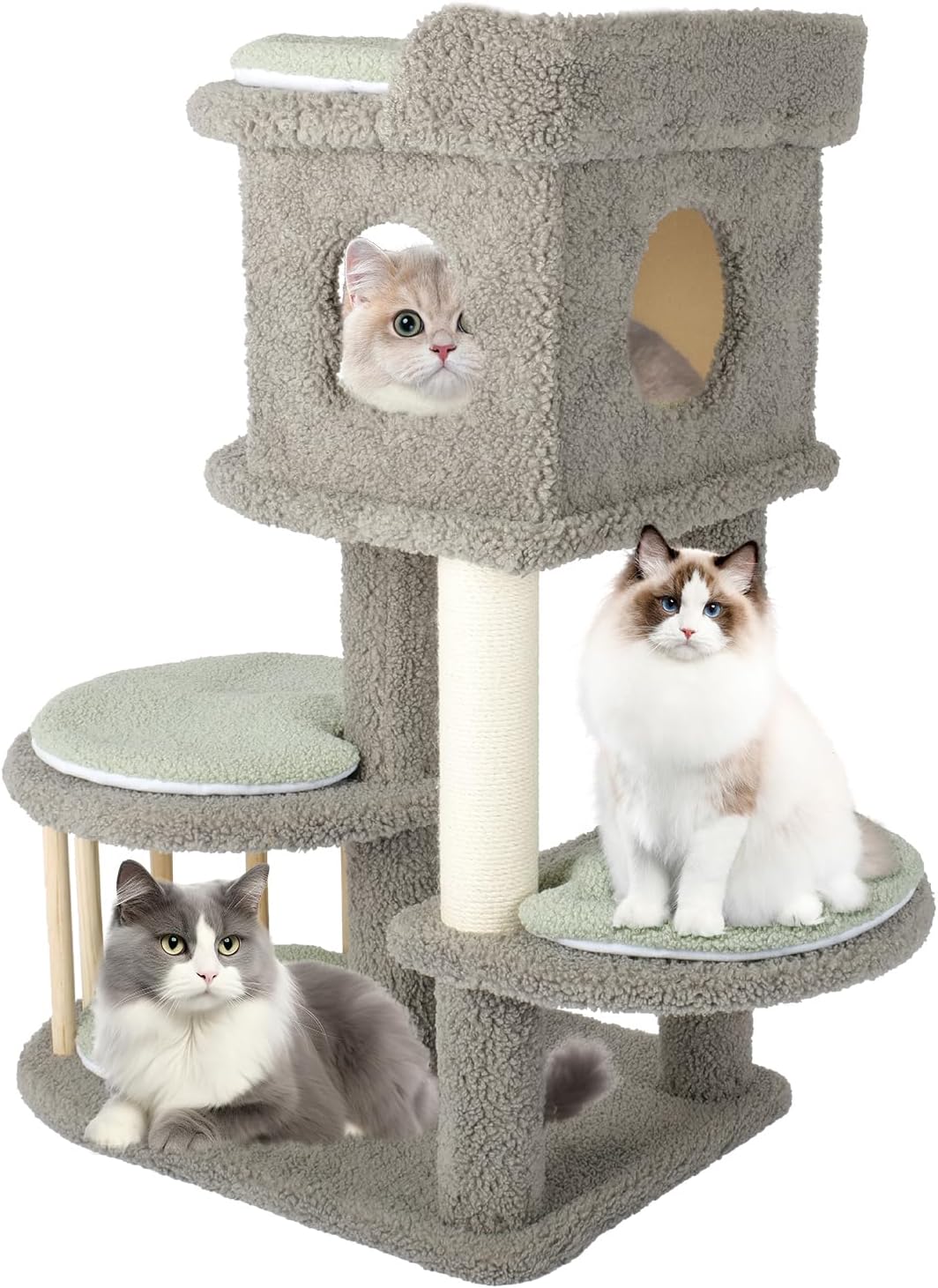 Generic AGUPET Kitten Friendly Cute Cat Tree House, for Small to Medium Cats,Cat Tower for Indoor Cats,Pet Activity Structure,Kitten's Favorite Paradise, Grayish Green