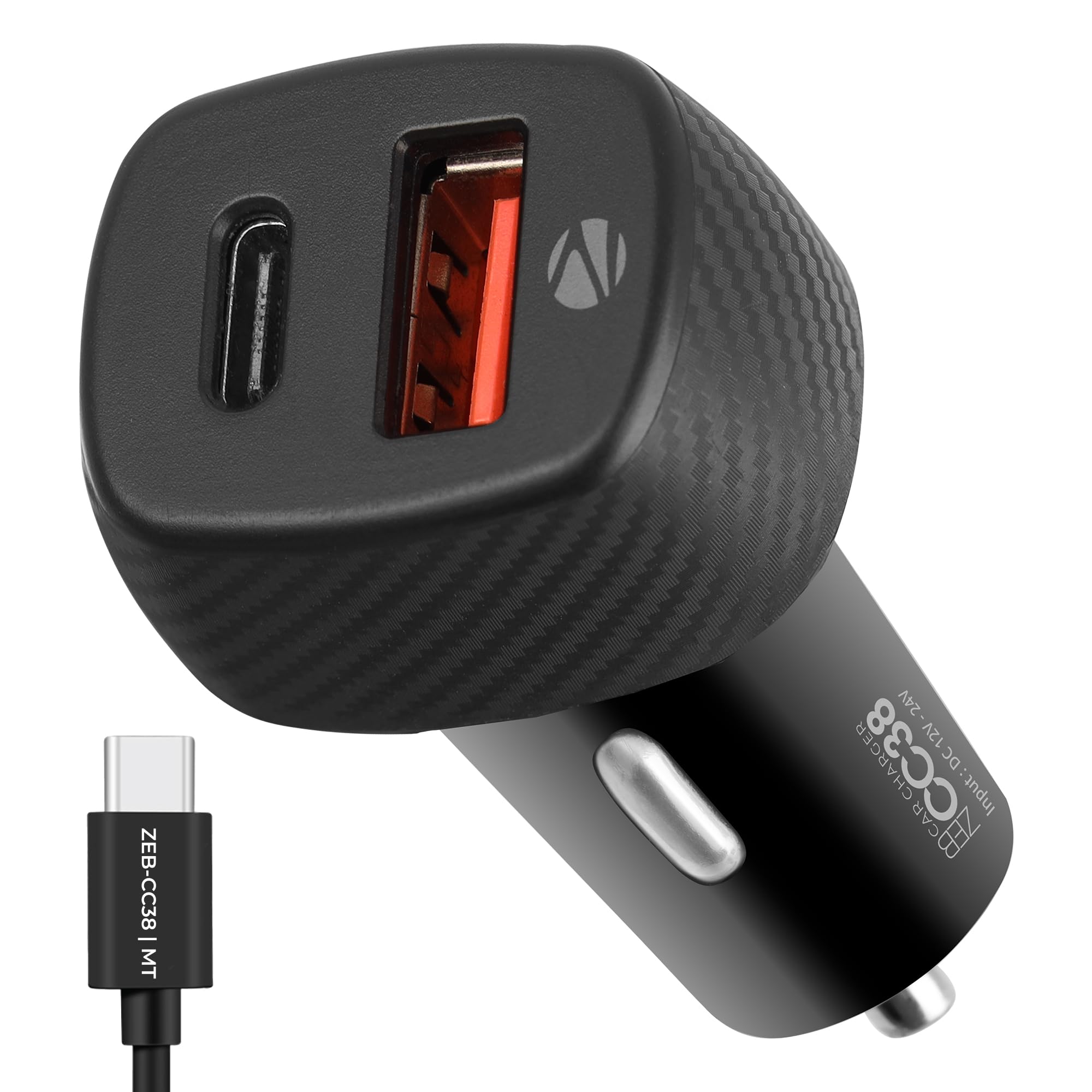Zebronics Cc38 Car Charger with 38 Watts Rapid Charge, Dual Output Ports (USB + Type C Pd), Compact Design, Built in Protections, Led Indicator, Type C to Type C Cable Included for Smartphones, Black-picture-36