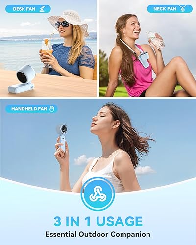 Miniatura 3 de Ventilador turbo portátil de mano, de 5 velocidades, recargable de 5000 mAh con batería de hasta 12 horas, pequeño de solo 0.6 lb, de